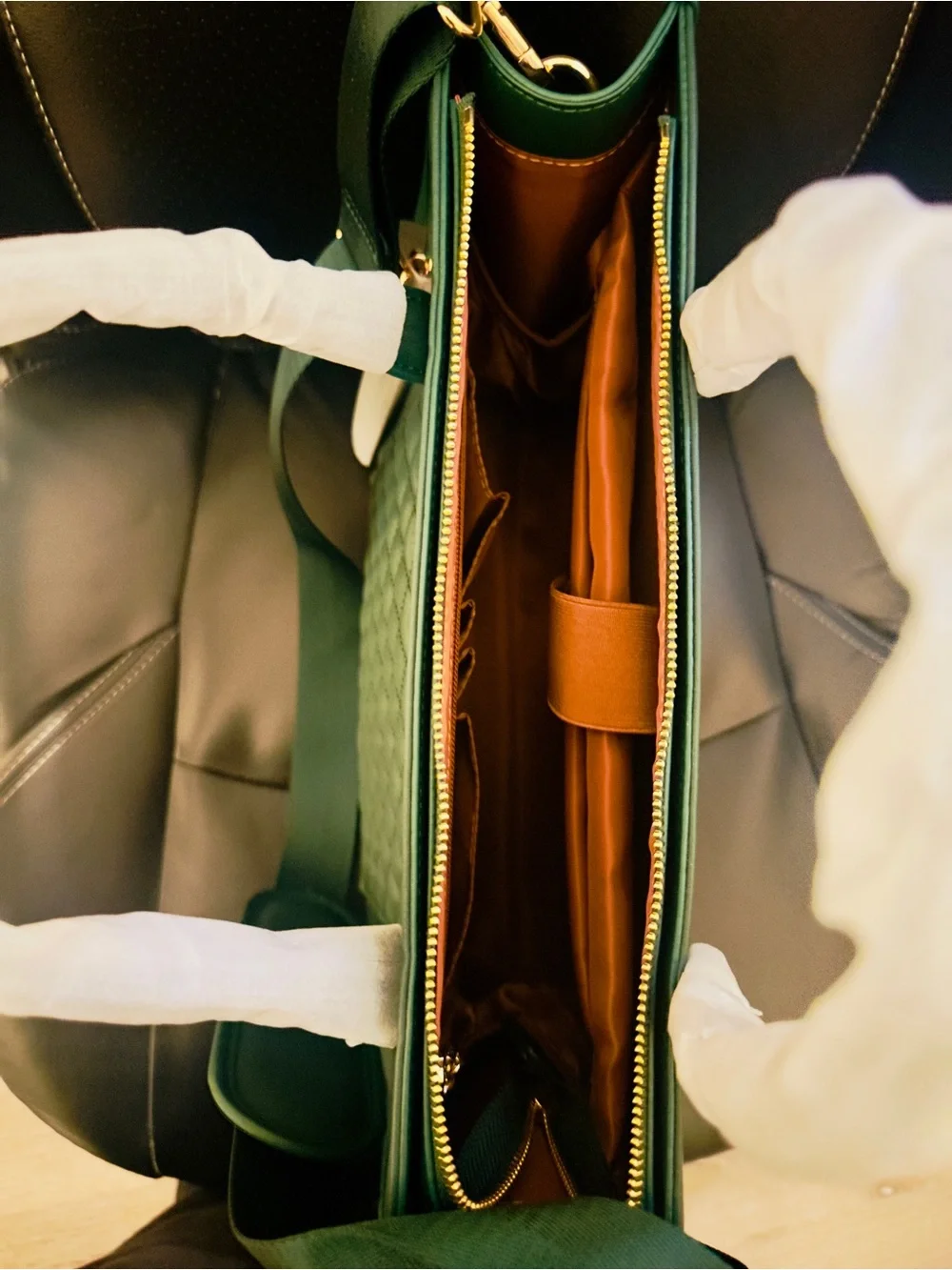 TOKOJO Luxury Quilted Laptop Tote Bag with Small Clutch